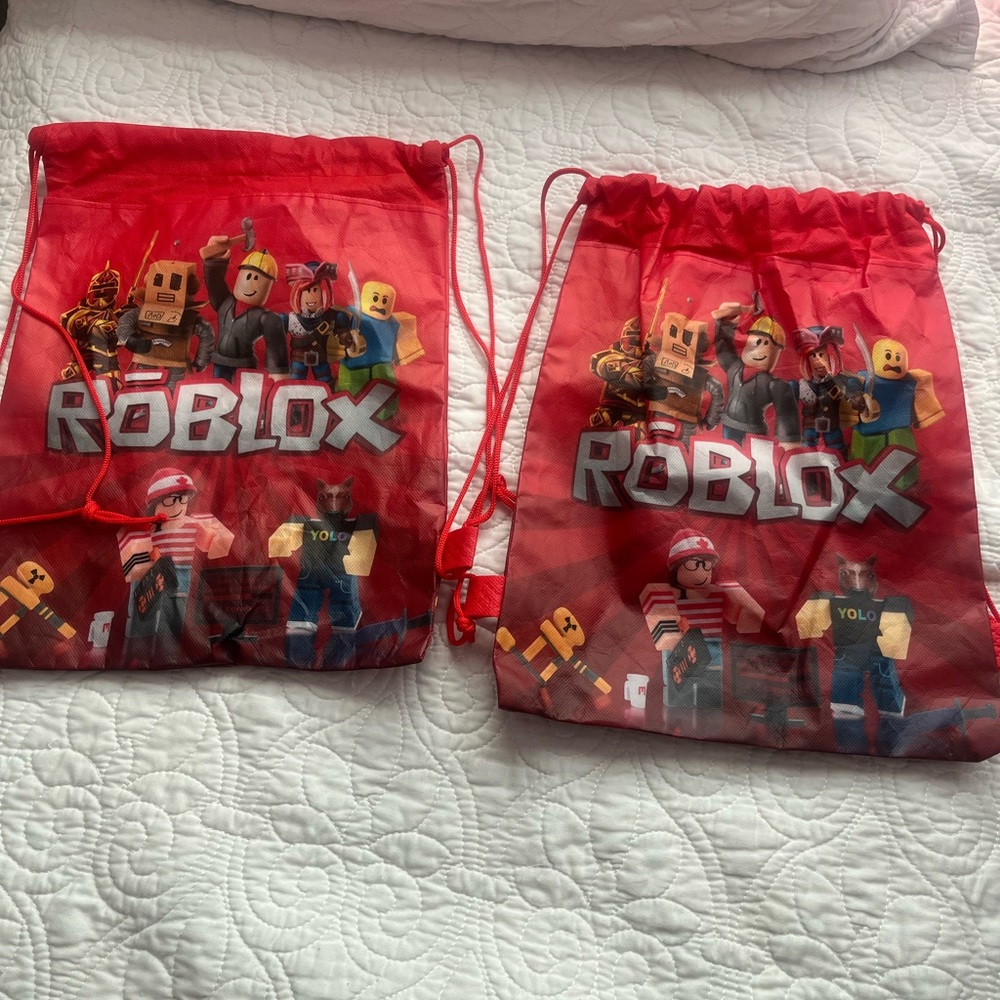 Roblox Red Kids Drawstring Bag